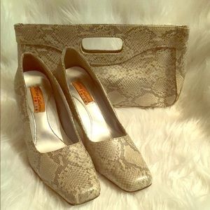 🌸New Listing Beautiful Snake Print Shoes/Clutch